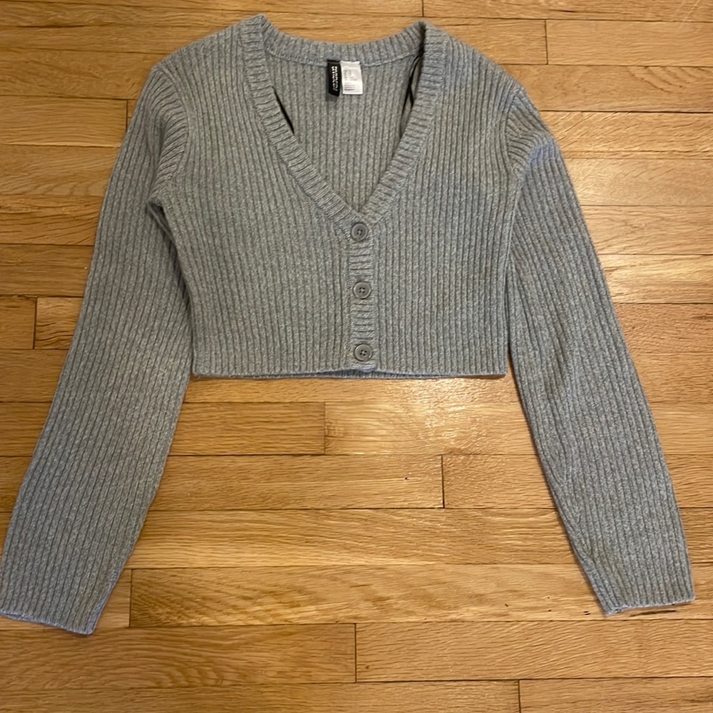 H&M Rib-knit Crop Cardigan